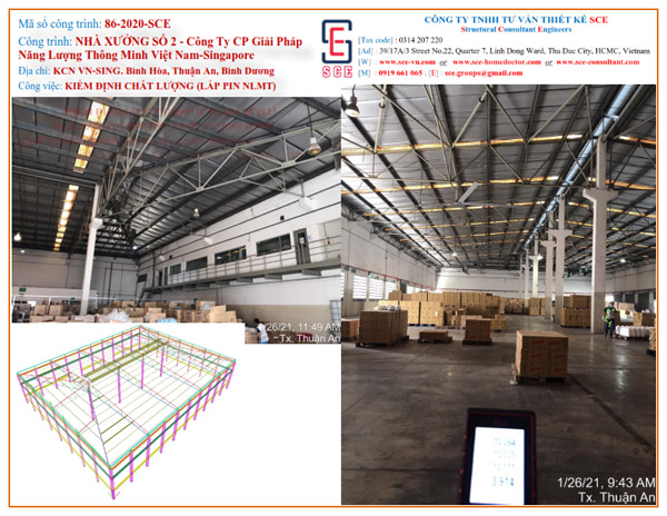 Nhà xưởng số 2 - CTCP Giải pháp năng lượng thông minh Việt Sing - Kiểm Định Chất Lượng Xây Dựng HCM